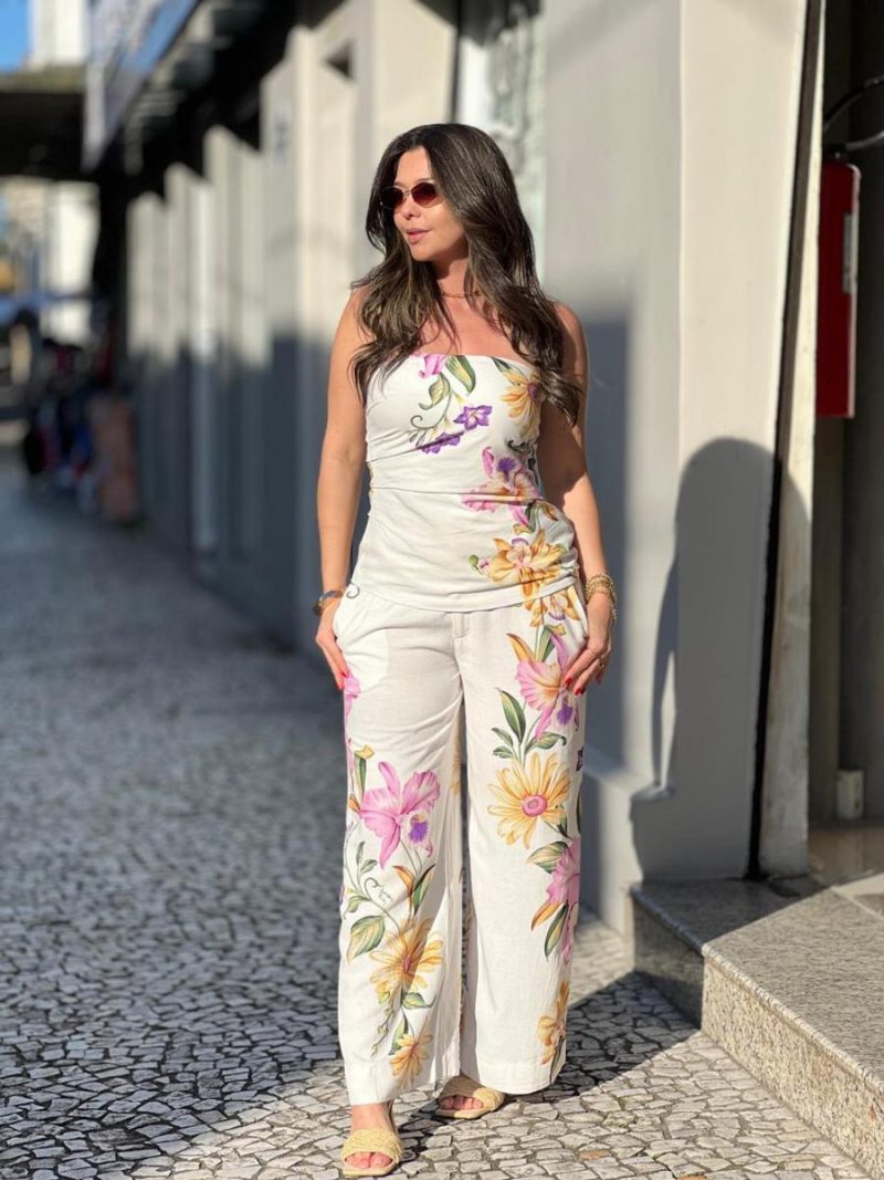 blusa sem alca farm orquidario 350910 OFF WHITE-ROXO-AMARELO