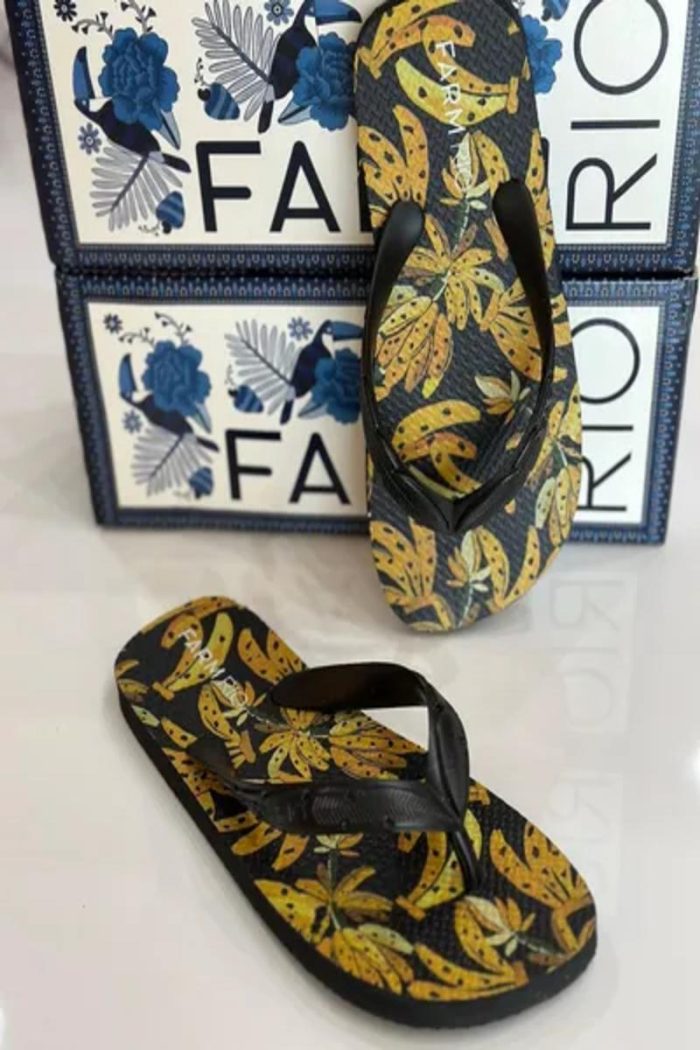 chinelo tira fem. farm bananada j100880021 PRETO-AMARELO