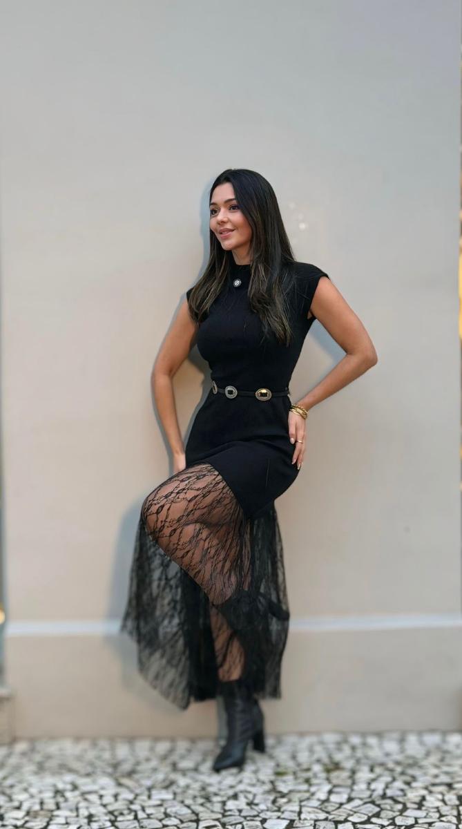 vestido longo b&c modal renda barrado mn962 MODAL .